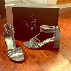 Adrianna Papell sparkly pewter shoes